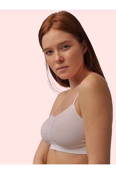 MİSTİRİK Pisun Thin Thread Strap Padded Supporting Bra Preventing Sagging Bustier Corset White Color