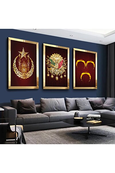 Zevahir Mobilya Dekorasyon Set de masă din MDF triplu cu 3 semilună și otoman...