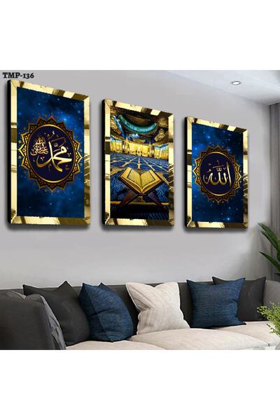 Zevahir Mobilya Dekorasyon Set de picturi din MDF triplu religios Allah și Hz...