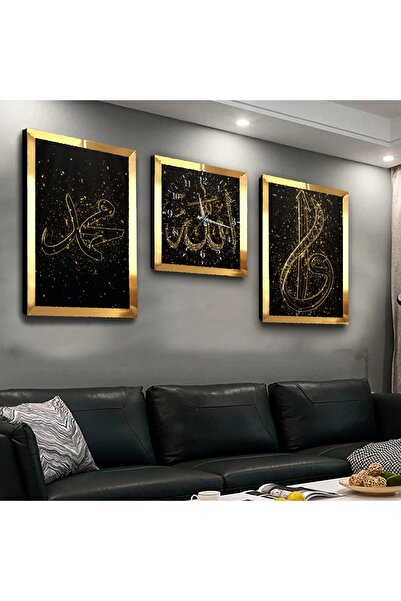 Zevahir Mobilya Dekorasyon Gold Aynalı Pleksi Çerçeveli Dini Üçlü Mdf Tablo S...