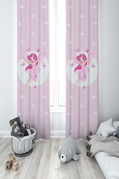 BAMBAŞKA MODA Baby and Children's Room Butterfly Fairy Girl Two Wing Background Curtain Bmfp-345