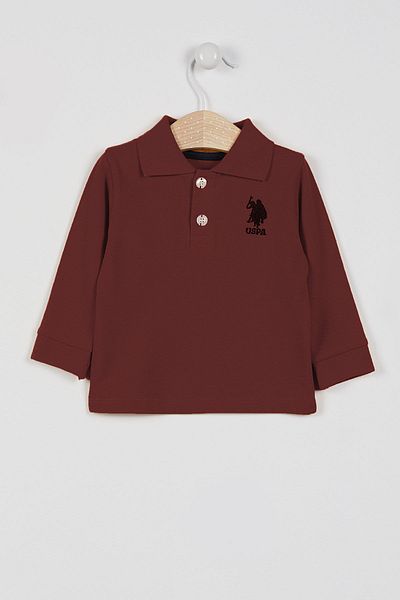 U.S. Polo Assn. Base. Polo Assn Licensed Classic Claret Red Baby Boy Long Sleeve Collared Sweatshirt