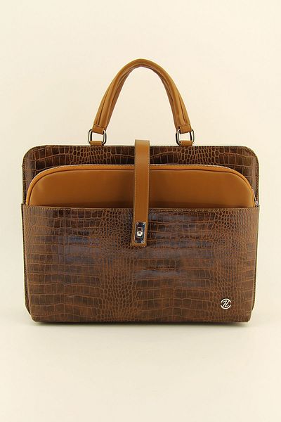 HNB Servietă unisex pentru laptop de 15 și 15,6 inchi, crocodil, maro