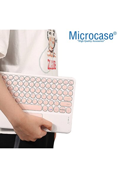 Microcase Tablet Ve Telefonlar Için Şarjlı Touchpadli Yuvarlak Tuş Bluetooth Klavye - Al2769 Siyah