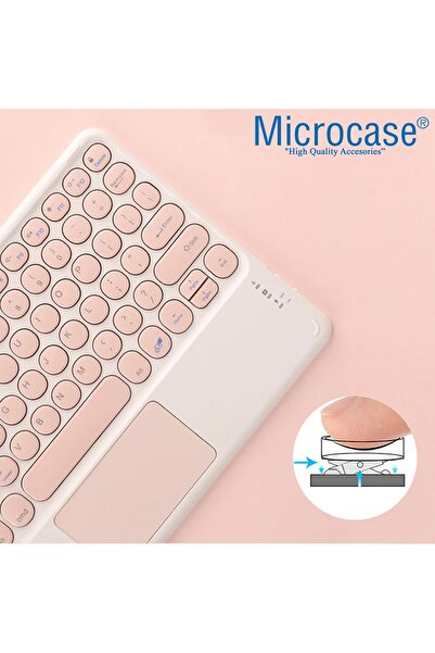 Microcase Tablet Ve Telefonlar Için Şarjlı Touchpadli Yuvarlak Tuş Bluetooth Klavye - Al2769 Siyah