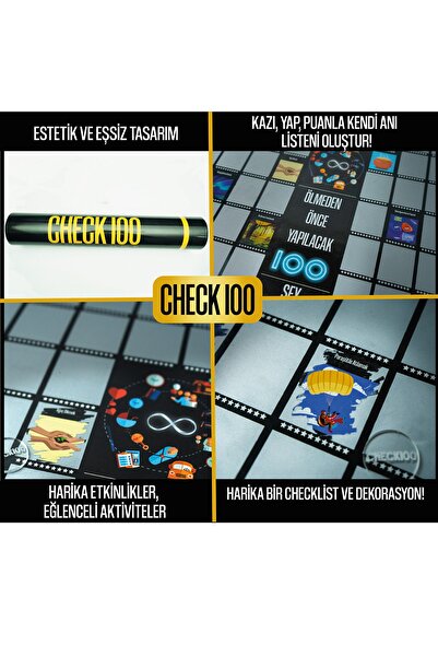 Check100 Hediye Seti Ölmeden Önce Yapılacak 100 Şey Kazı Kazan Poster Kazınabilir Poster
