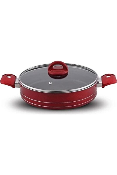 TAMU Evinda 20 Cm Cam Kapaklı Çift Kulplu Teflon Tencere Basık Tencere