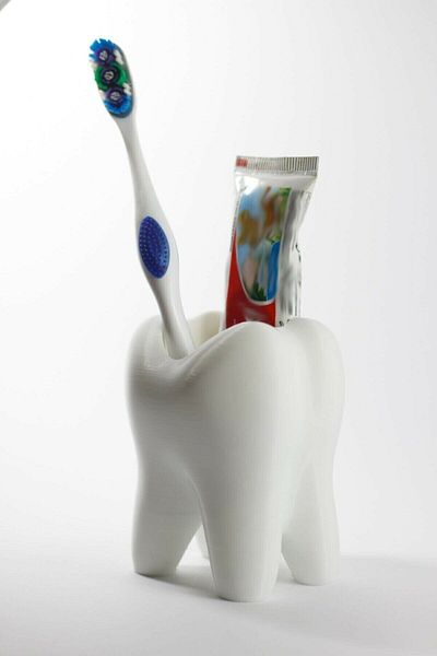 dream3d White Tooth-Shaped Toothbrush And Toothpaste Box