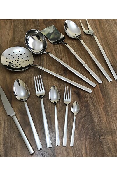 Kardelen Istanbul 77 Piece Spoon Fork Knife Set for 12 People