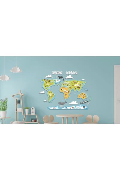 instababyrooms Ahşap Dünya Haritası Duvar Süsü Mdf Dekorasyon Ürünleri Model 021