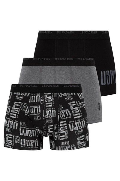 U.S. Polo Assn. Ανδρικά μποξεράκια 3 τεμαχίων από βαμβάκι και λύκρα, ανδρικά μποξεράκια με τυπωμένα κείμενα Uspa