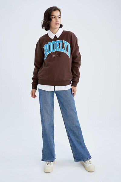 DeFacto Φούτερ με κανονική εφαρμογή Crew Neck