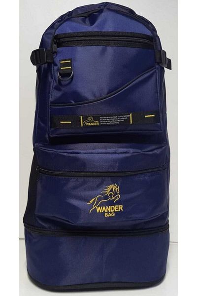 WANDER BAG Unisex Navy Blue Bellows Mountaineer Backpack