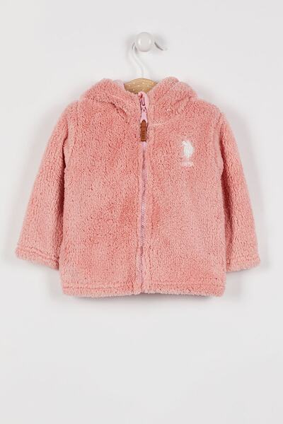 U.S. Polo Assn. US Polo Assn. مرخص - سترة صوفية بغطاء للرأس للفتيات الصغيرات