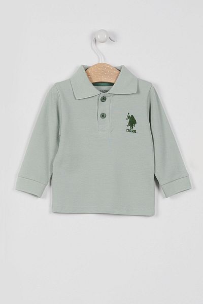 U.S. Polo Assn. Licensed Classic Khaki Baby Boy Long Sleeve Lapel Sweatshirt