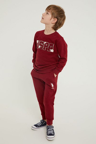 U.S. Polo Assn. Βάση. Σετ φόρμας κλασικής φόρμας Polo Assn Claret Red Boy's Licensed