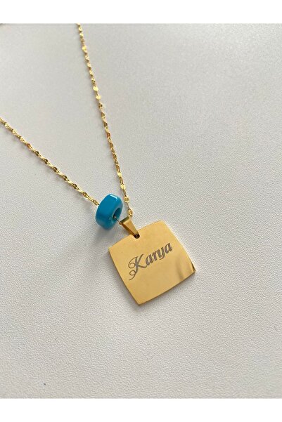 Alışveriş Bekçisi Kişiye Özel Çelik Kare Plaka Kolye