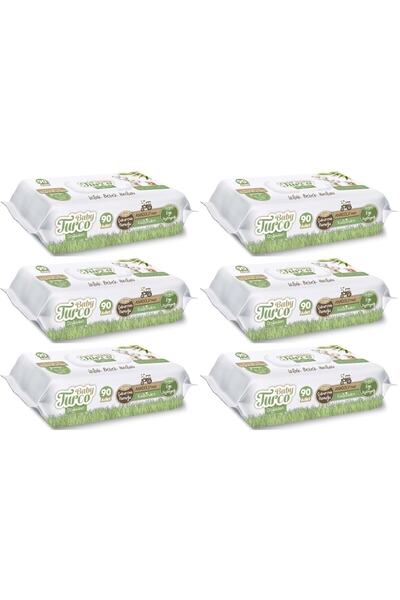 Baby Turco Islak Havlu Mendil Yenidoğan 90 Yaprak Doğadan 6 Lı Set 540 Yaprak...