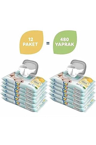 Uni Baby Newborn - Set of 12 480 Sheets and White Wet Wipes