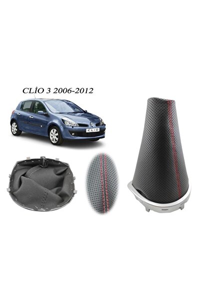 Vts Körük Renault Clio 3 Vites Körüğü Delikli Deri Kırmızı Dikiş