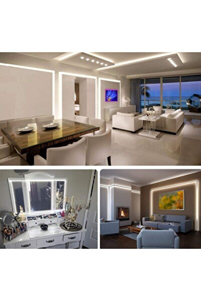 WOLFMAR 3 Çipli Beyaz Şerit Led 3 Metre 12v Adaptör - Mutfak Dolabı Led Aydınlatma, Mobilya Led Aydınlatma