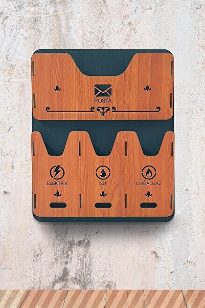 Reklamwar Ahşap Fatura Posta Kutusu Kiraz Siyah