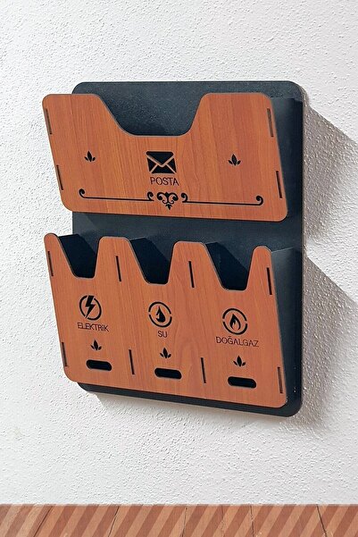 Reklamwar Ahşap Fatura Posta Kutusu Kiraz Siyah