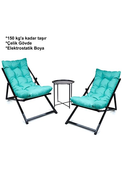 HASTUNÇ Minderli - Zetnnaa Şezlong Seti Bahçe&balkon&teras&plaj Katlanır Ikil...