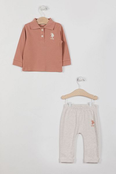 U.S. Polo Assn. Base. Polo Assn Licensed Tile Baby Girl Long Sleeve Sweatshirt Set
