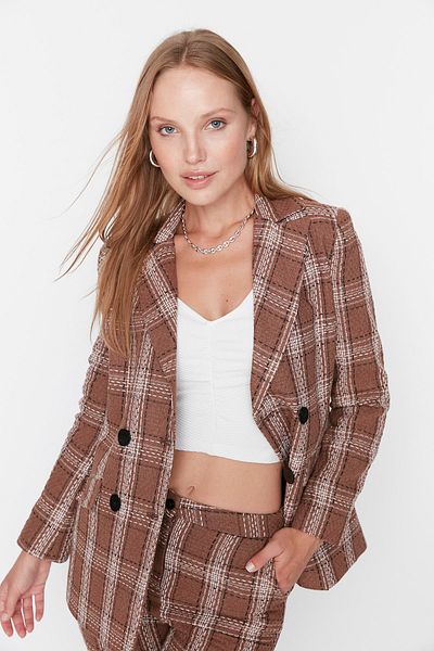 Trendyol Collection Barna szőtt blézer dzseki TWOAW23CE00101