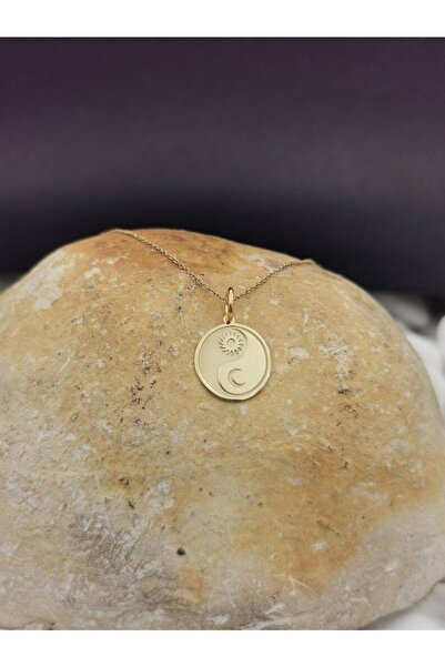 Genel Markalar 24 Ayar Kaplama Ying Yang Güneş Ve Ay Gümüş Kolye