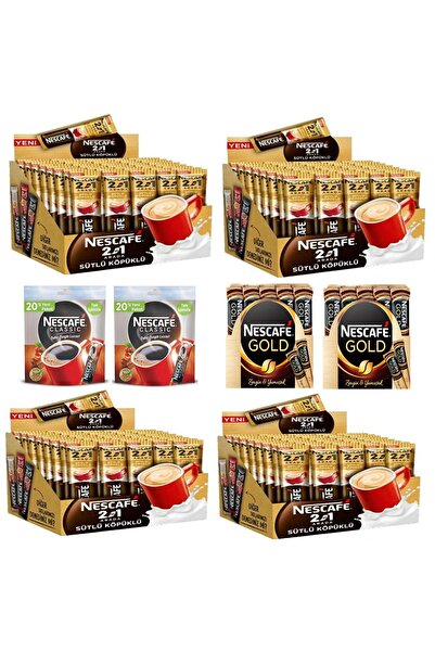 Nescafe Üçü Bir Arada Sütlü Köpüklü 48 Li Set 4 Paket Stick Kahve Sade, Gold ...