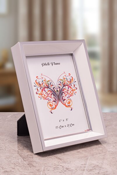 Seniste Milano Glass Decorative Picture Frame Set of 2 White-silver with Adjustable Legs - Can Be Hanged on the Wall