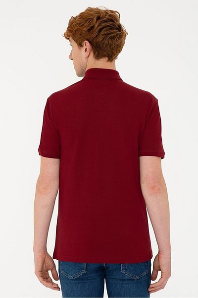 U.S. Polo Assn. Men's Dark Claret Red Polo Neck T-shirt Basic