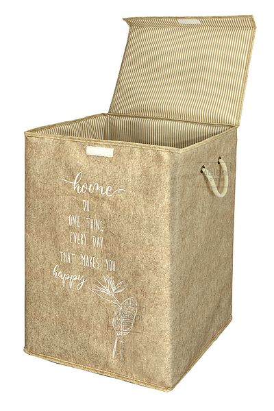 Meleni Home Felt Dirty Laundry Basket with Lid - Storage Box πολλαπλών χρήσεων Mega Storage Bag 55 X 41 X 30 cm Beige