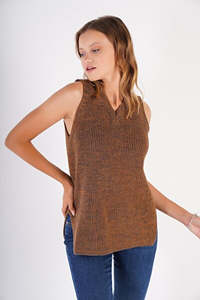 Trist Star المرأة المنك Thessaloniki متماسكة الخامس الرقبة الصوف سترة بلوزة م...