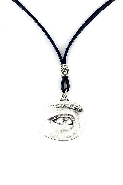Solfera One Eye All Seeing Eye Dark Blue Leather Metal Men's Necklace Q0589