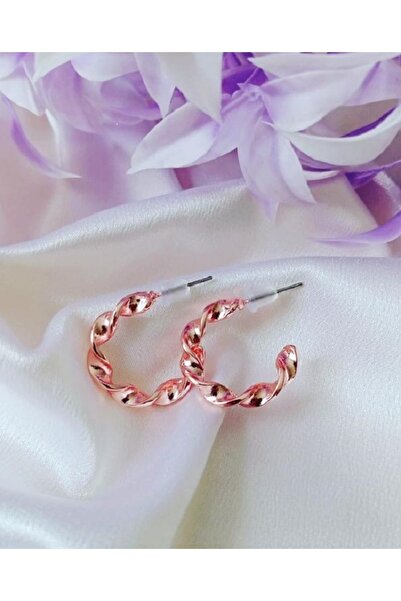 Rose Gold Burgulu Halka Küpe