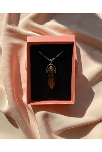 VALİOSO JOYA Kaplan Gözü Çivi Model Kolye Doğal Taş Pozitif Taş Şifalı Taş Mi...