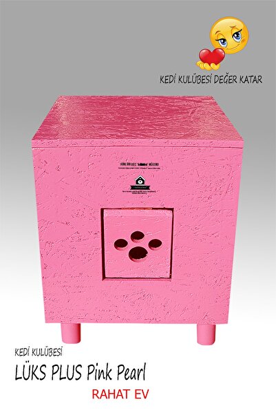 Lüks Pink Pearl Plus Yağlı Boyalı Kedi Kulübesi Evi