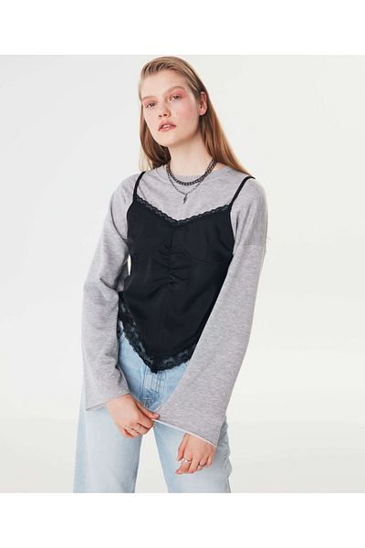 Twist Sweatshirt mit Bustier-Mix