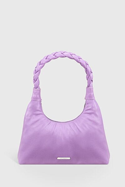 Housebags Women's Lilac Knitted Handle Baguette Bag 215