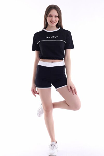 fehika Set de pijamale cu bustieră neagră / pantaloni scurți pentru femei