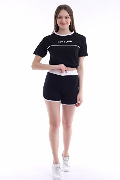 fehika Set de pijamale cu bustieră neagră / pantaloni scurți pentru femei