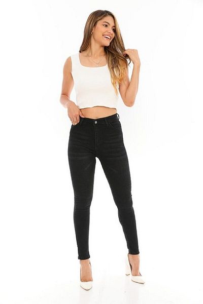 Trn JNS Pantaloni de blugi super skinny Blugi negri fără decolorare