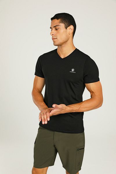 lumberjack Ct106 Basic T-shirt V λαιμόκοψη Μαύρο ανδρικό κοντομάνικο μπλουζάκι