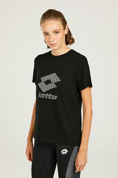 Lotto Ct1307 Hazel Logo T-shırt Siyah Kadın Kısa Kol T-shirt
