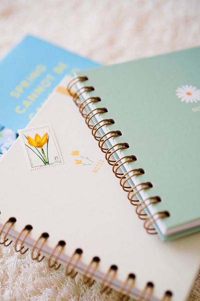 Matt Notebook مجموعة مربعة مقاس 15 × 15 سم مكونة من 2 مفكرة مخططة حلزونية غير مؤرخة ديزي