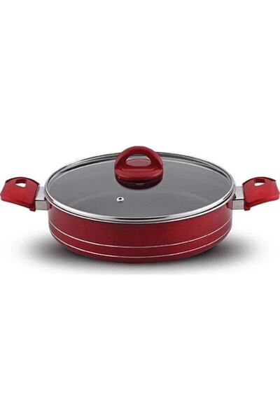 Genel Markalar Evinda 26 Cm Cam Kapaklı Çift Kulplu Teflon Tencere Basık Tencere
