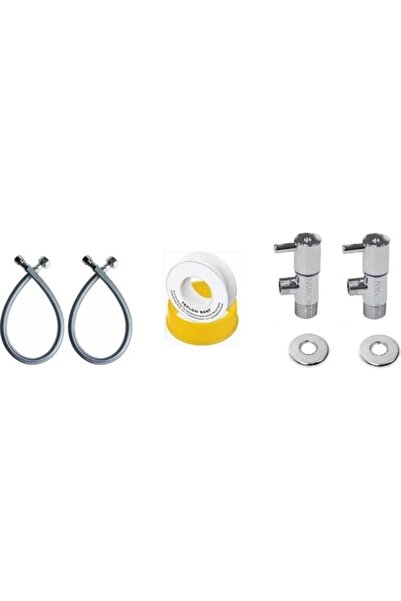 EYM Klozet Montaj Tamir Seti Dekoratif Ara Musluk Taharet Musluğu + 3/8 50 Cm Flex Hortum Fleks+teflon